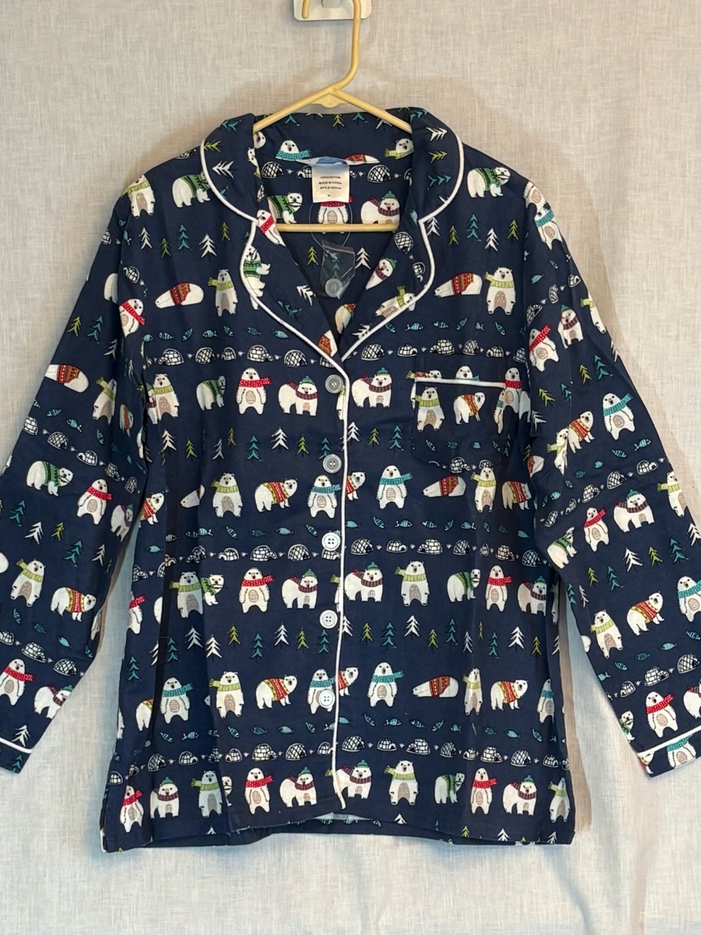The Company Store Navy Polar Bear Print Women's Pajama Top